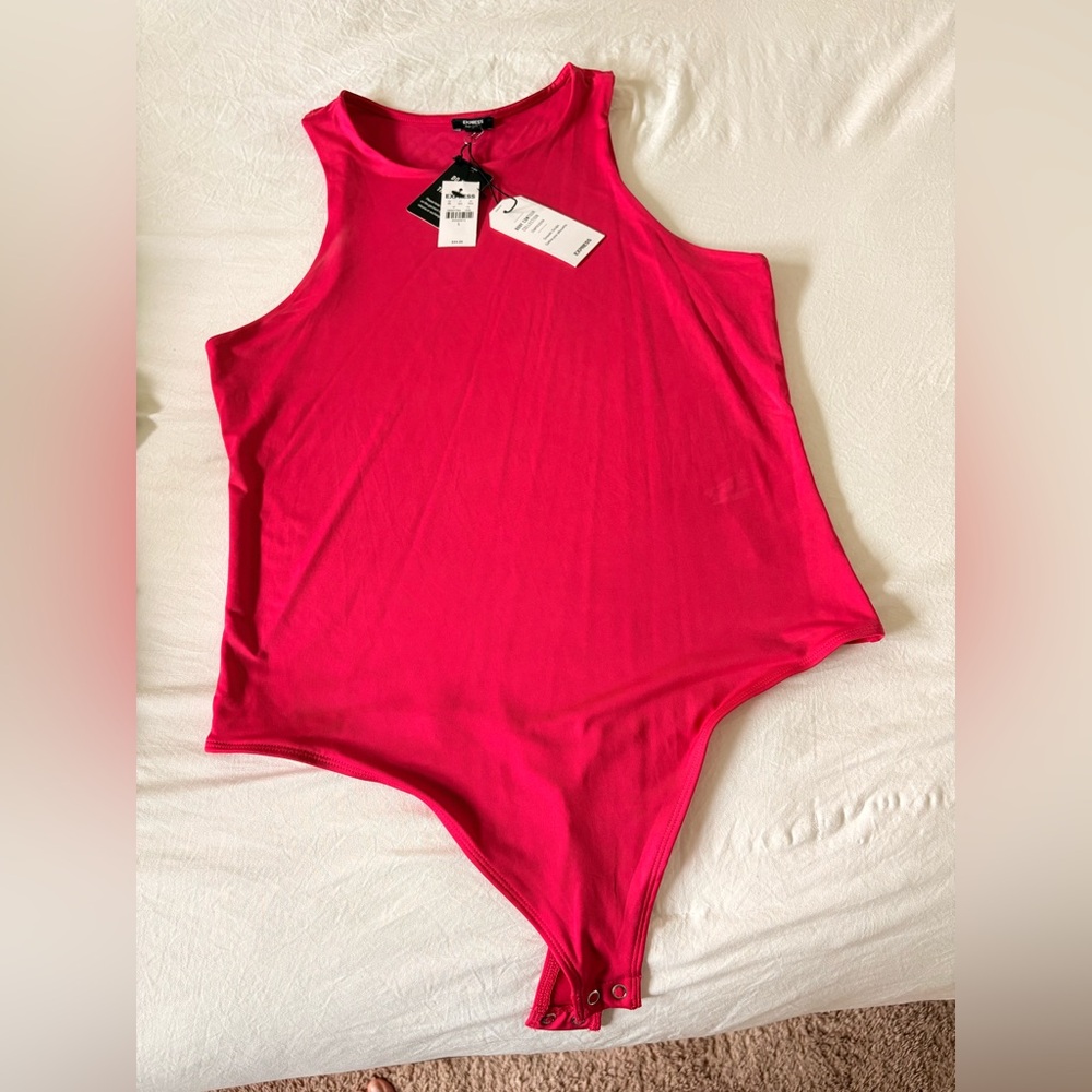 EXPRESS Body Contour Collection hot pink Bodysuit